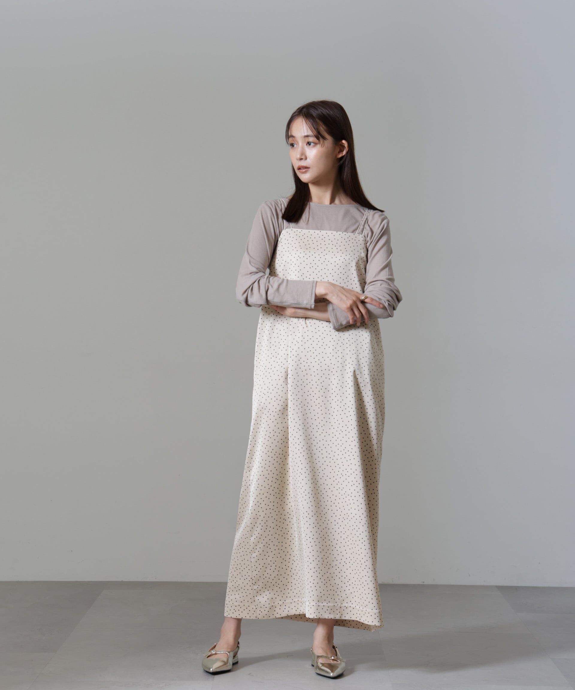 nano･universe「ドットプリントサテンキャミワンピース」|ワンピース|