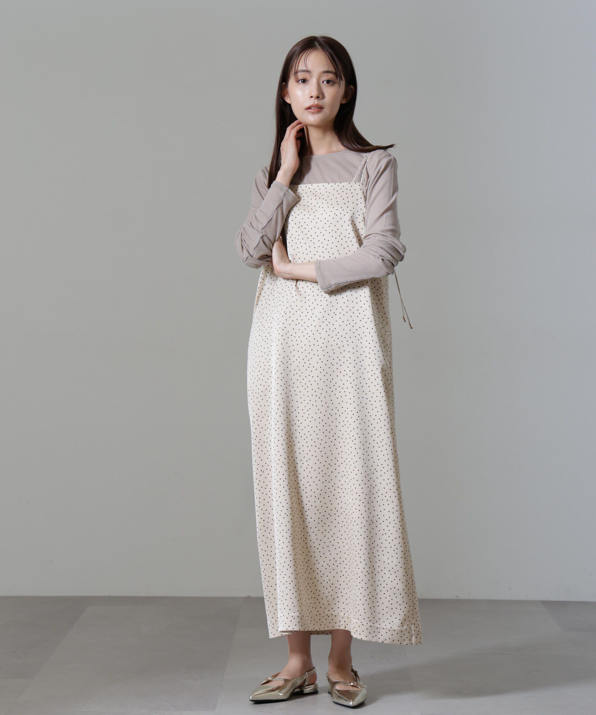 nano･universe「ドットプリントサテンキャミワンピース」|ワンピース|