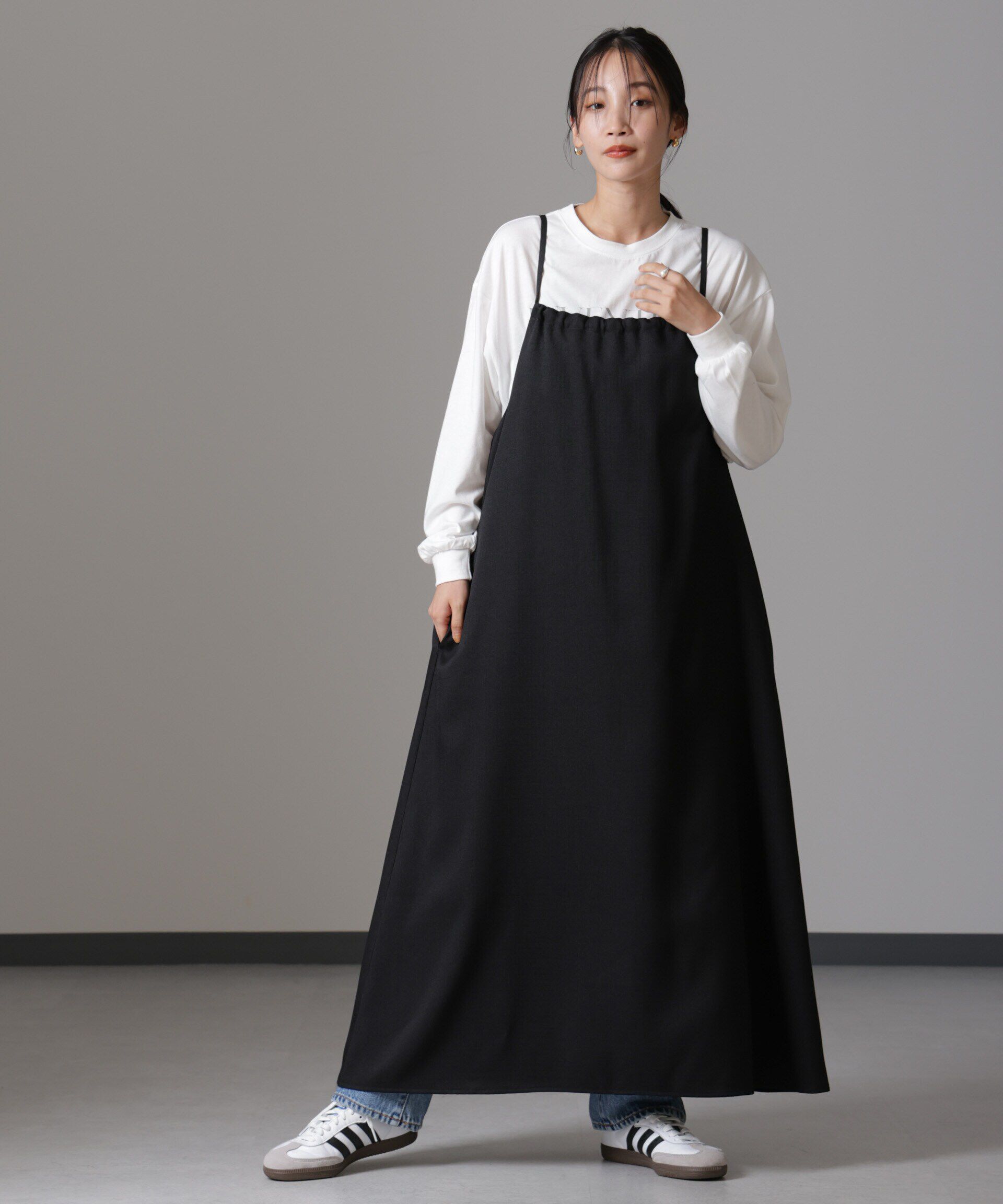 nano･universe「スラブツイードバックリボンキャミソールワンピース」|ワンピース|