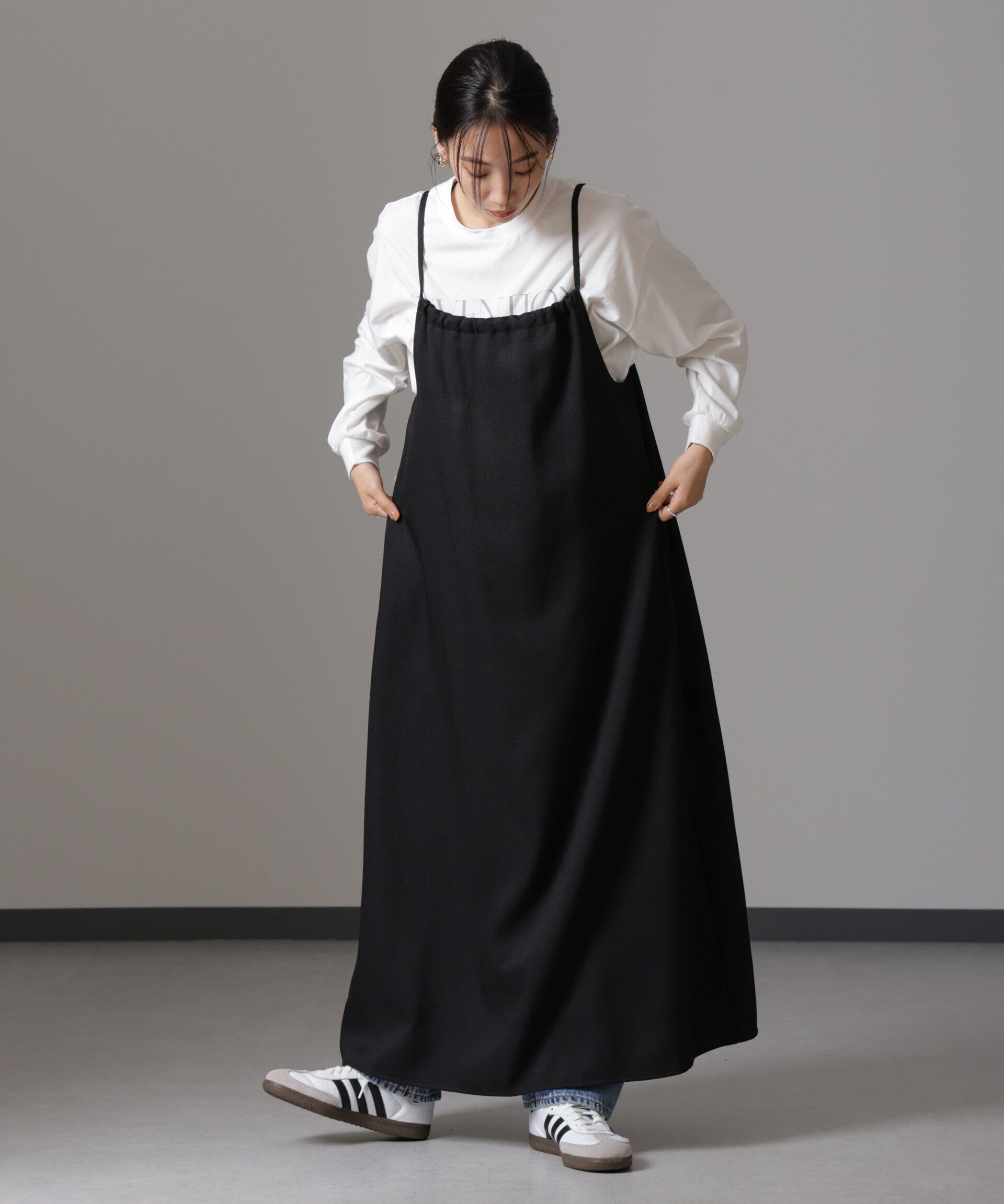 nano･universe「スラブツイードバックリボンキャミソールワンピース」|ワンピース|