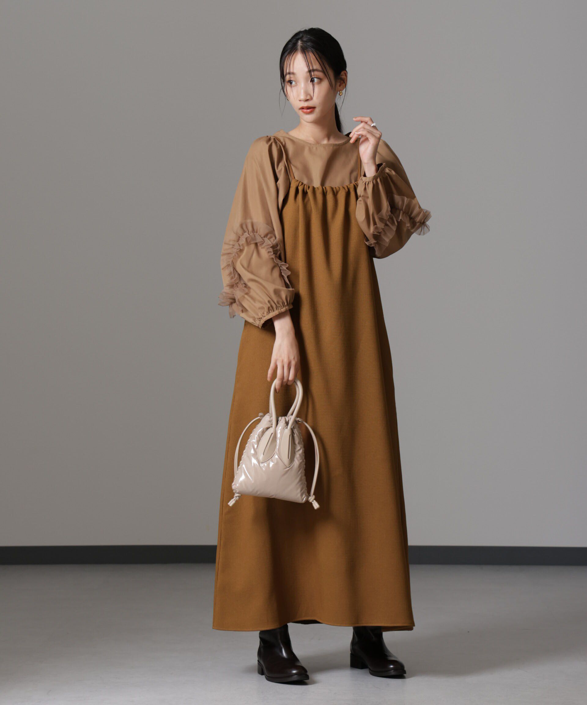 nano･universe「スラブツイードバックリボンキャミソールワンピース」|ワンピース|