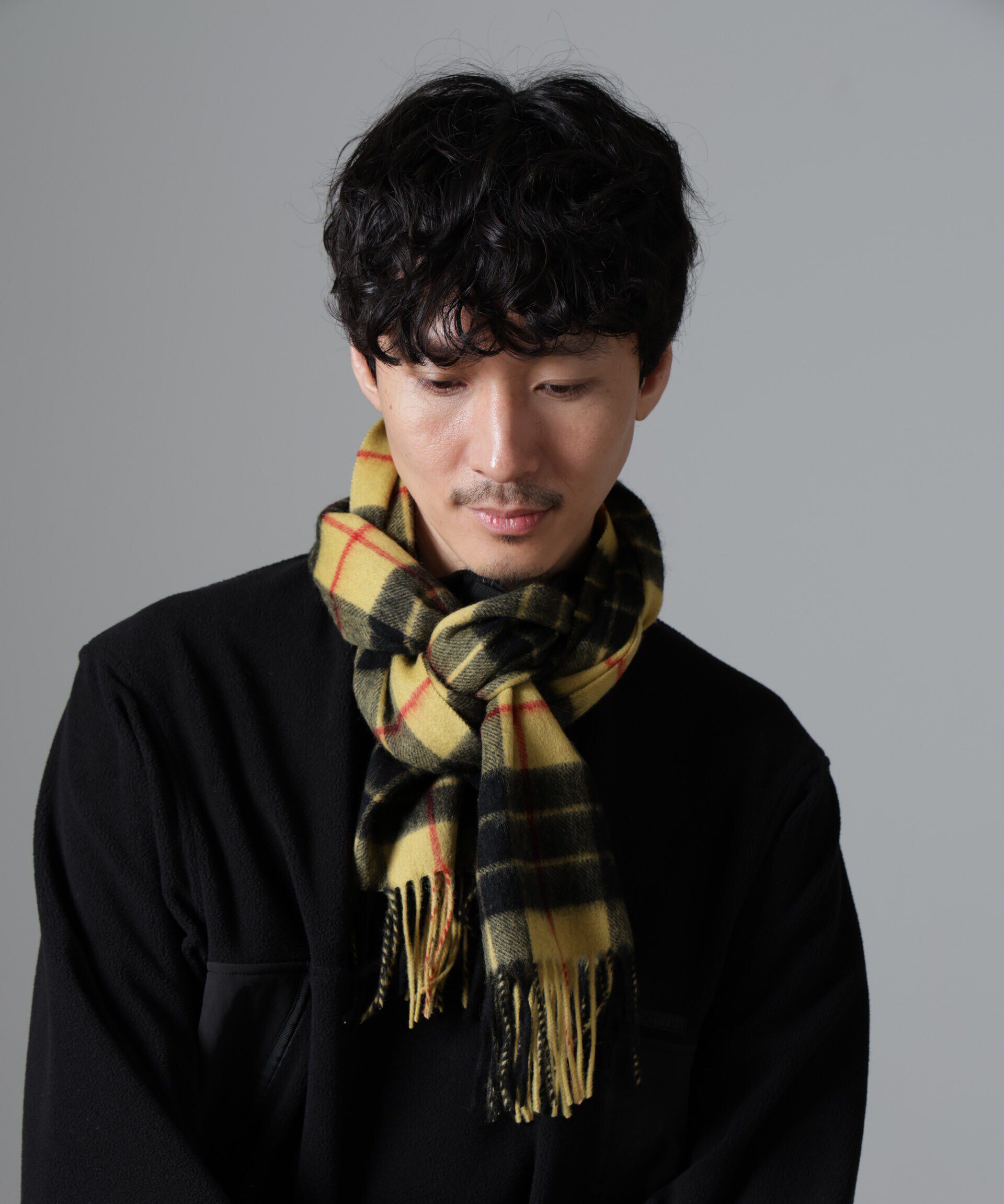 nano･universe「ソフトカシミヤブレンドチェックマフラー」|マフラー|イエロー