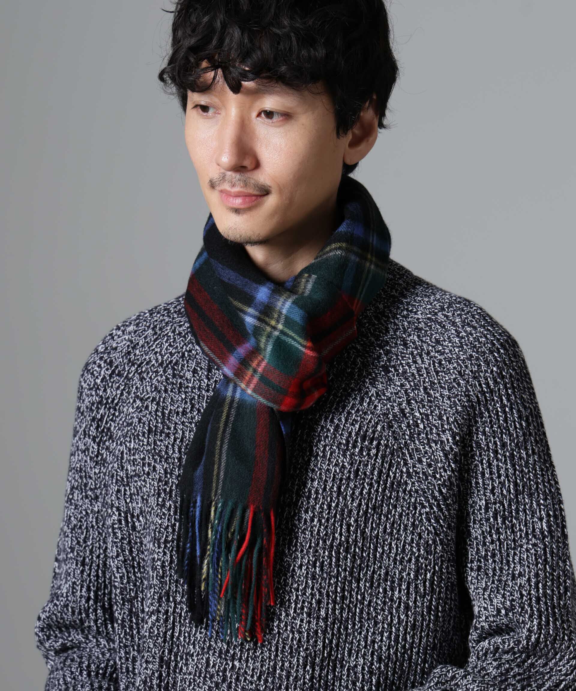 nano･universe「ソフトカシミヤブレンドチェックマフラー」|マフラー|レッド