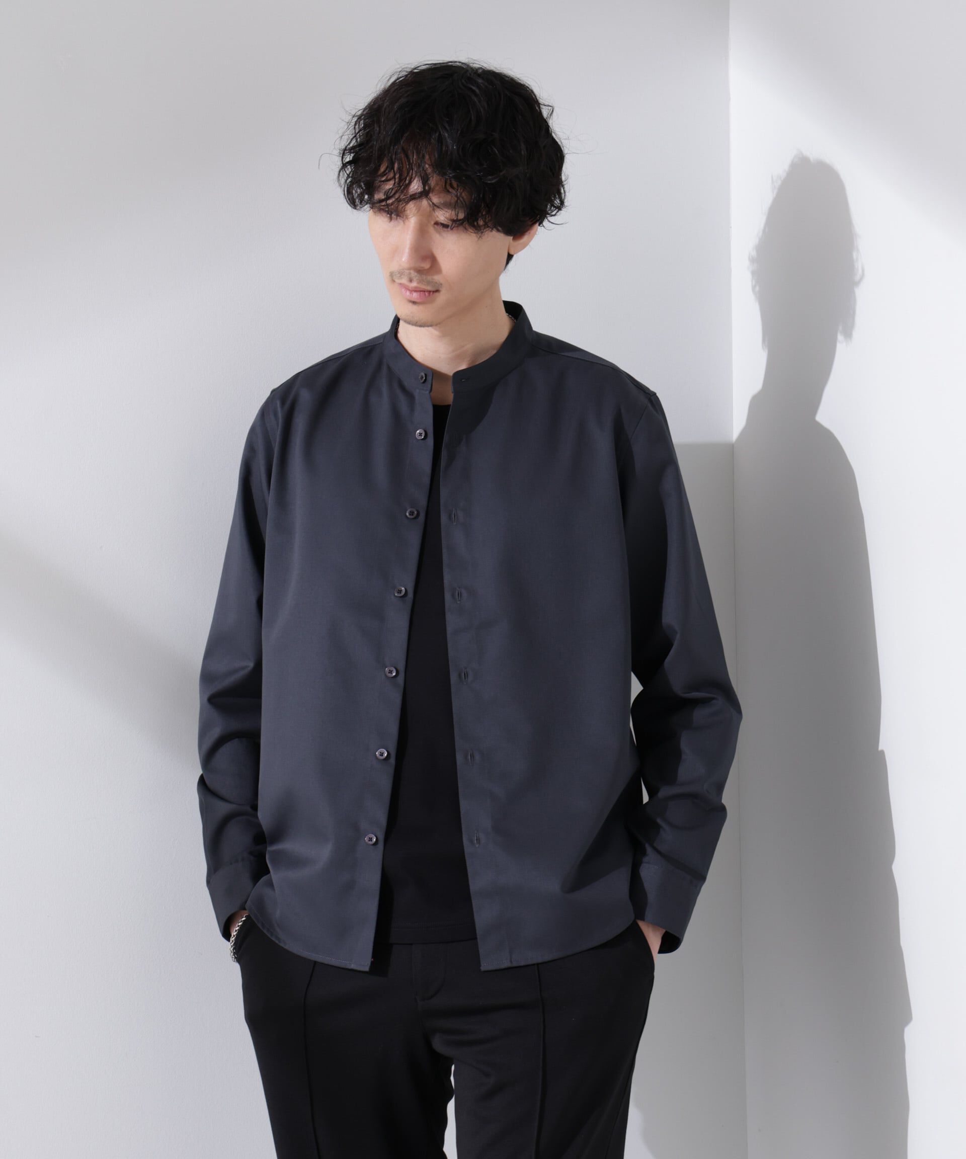 nano･universe「スタンダードバンドカラーシャツ/長袖」|シャツ・ブラウス|