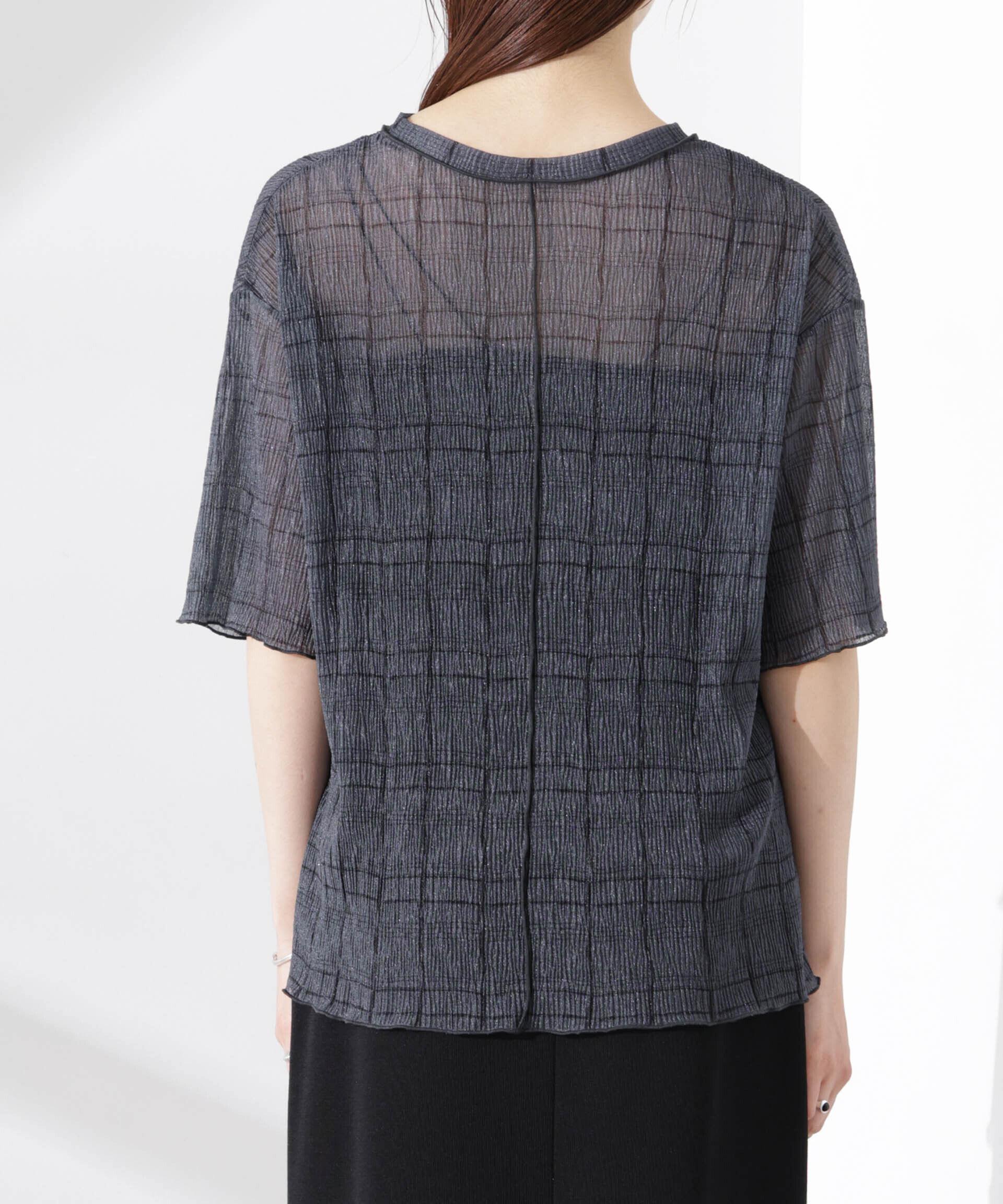 nano･universe「楊柳チェックシアーカットTシャツ」|Tシャツ・カットソー|