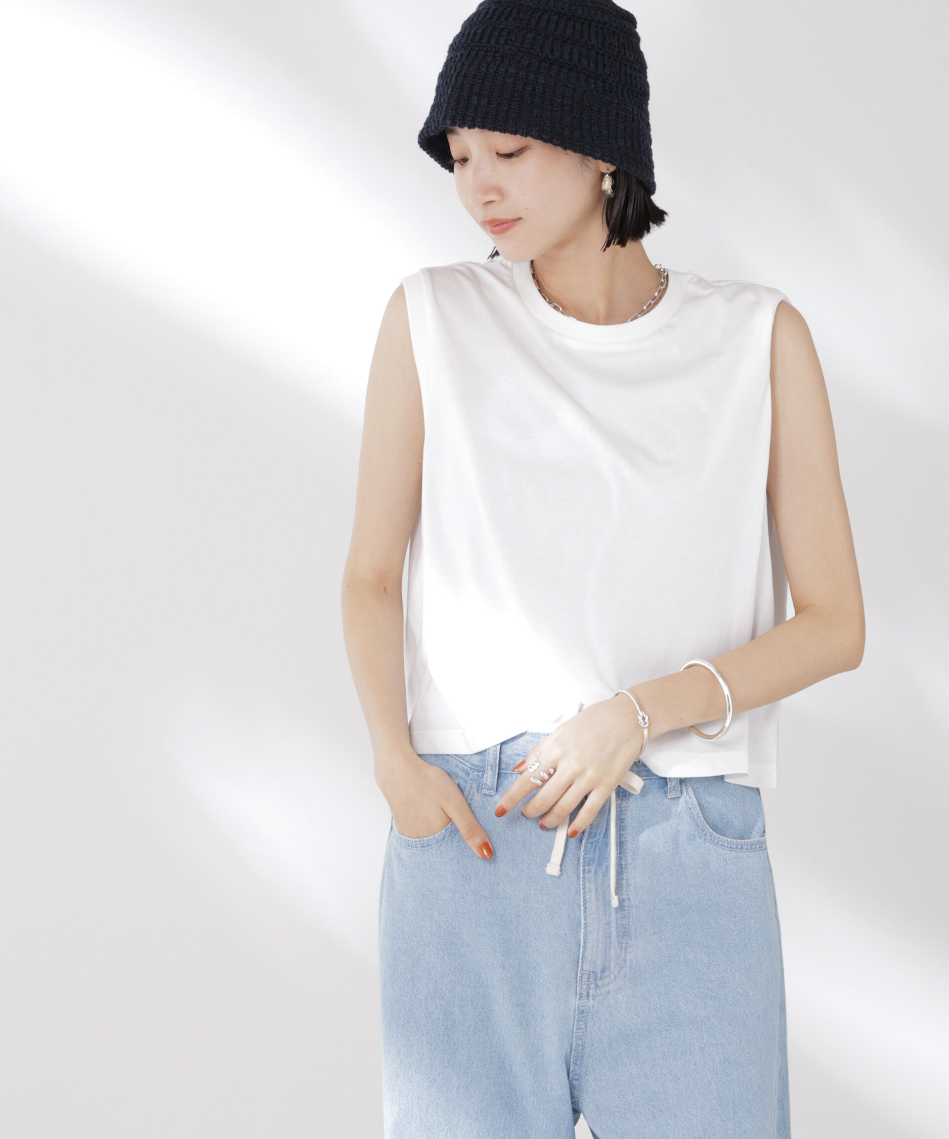 nano･universe「吸水速乾抗菌防臭ノースリーブトップス」|Tシャツ・カットソー|