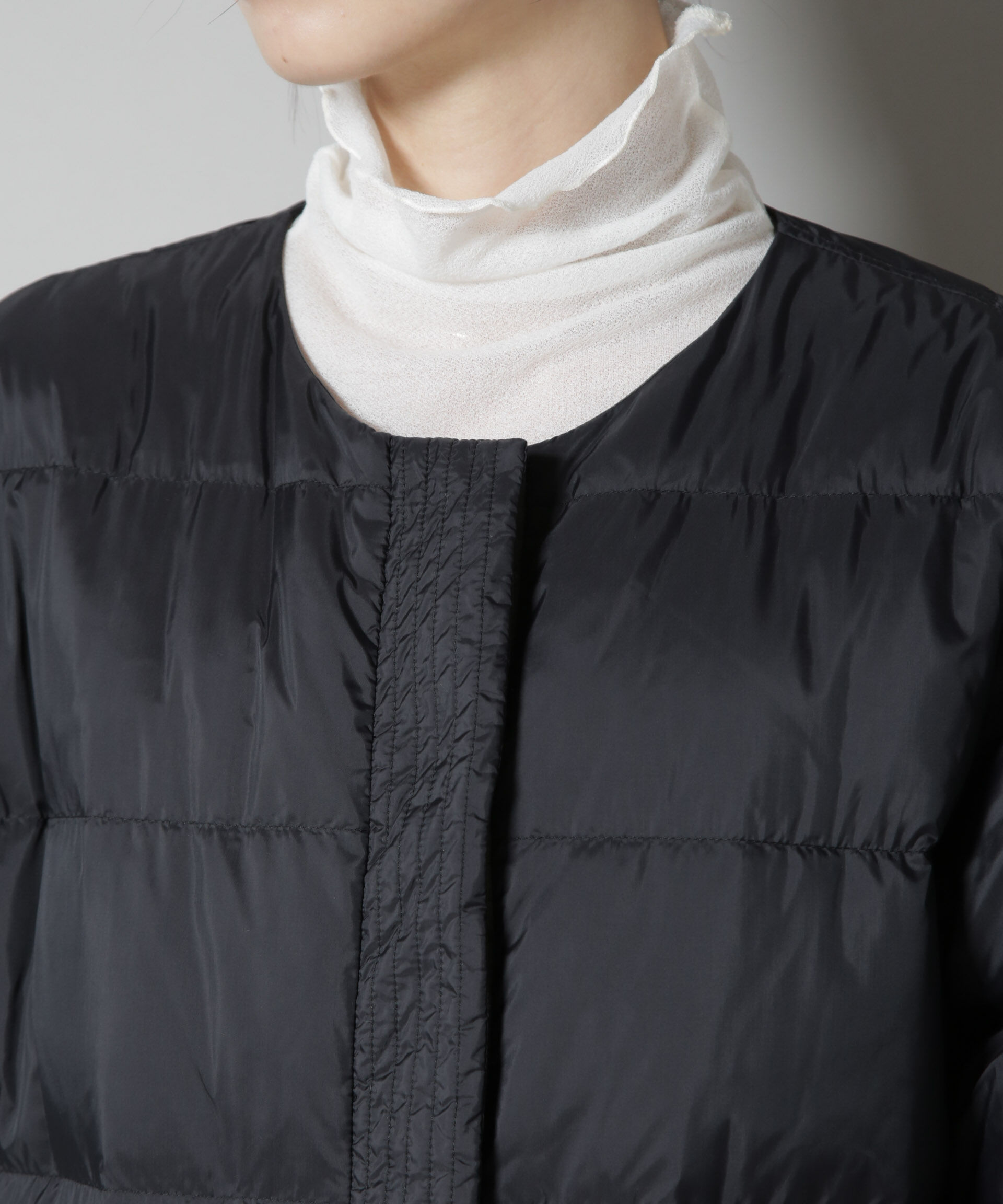 nano･universe「撥水加工ライトダウン リバーシブルノーカラージャケット」|ダウン|