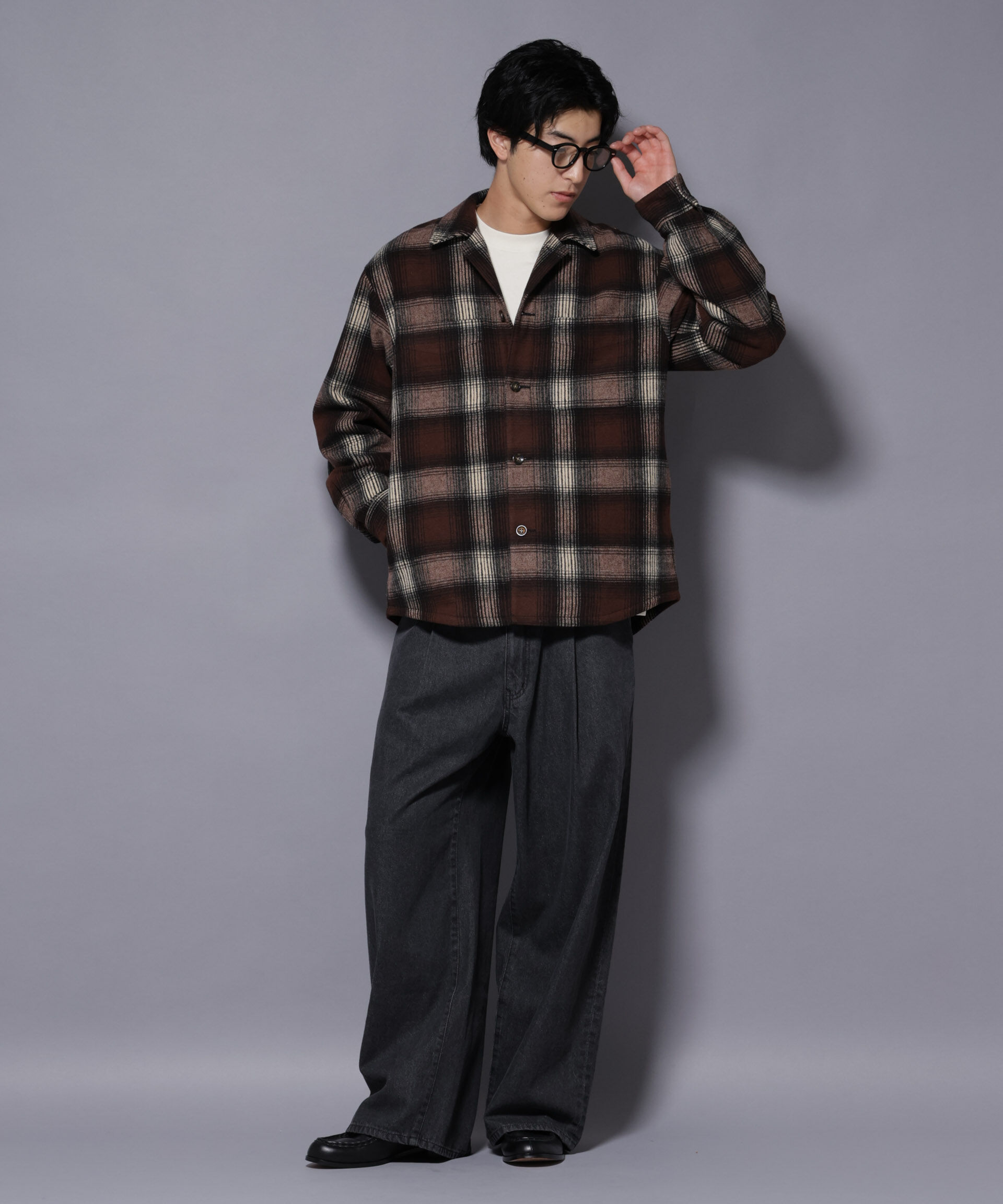 nano･universe「テックメルトンチェックシャツブルゾン」|ブルゾン・スタジャン|