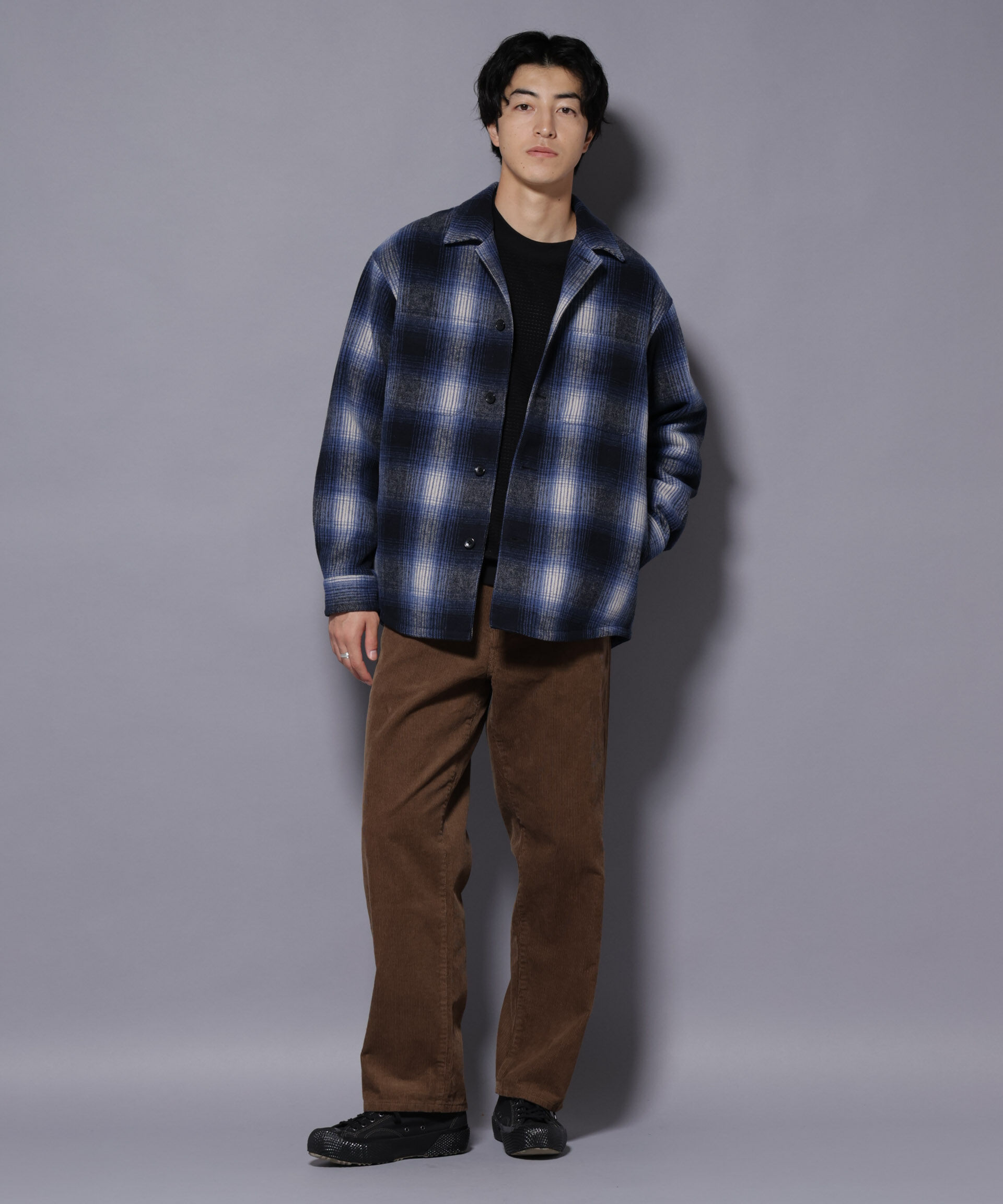 nano･universe「テックメルトンチェックシャツブルゾン」|ブルゾン・スタジャン|