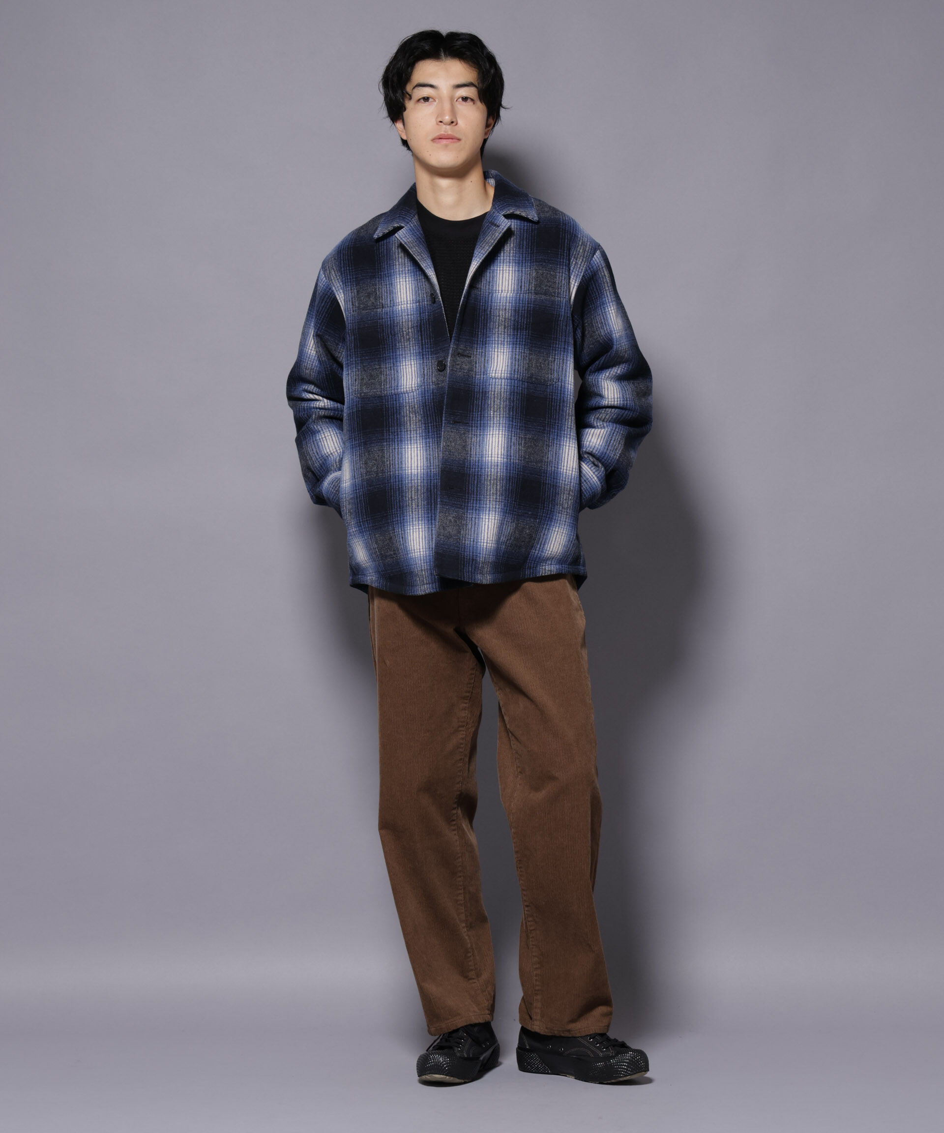 nano･universe「テックメルトンチェックシャツブルゾン」|ブルゾン・スタジャン|