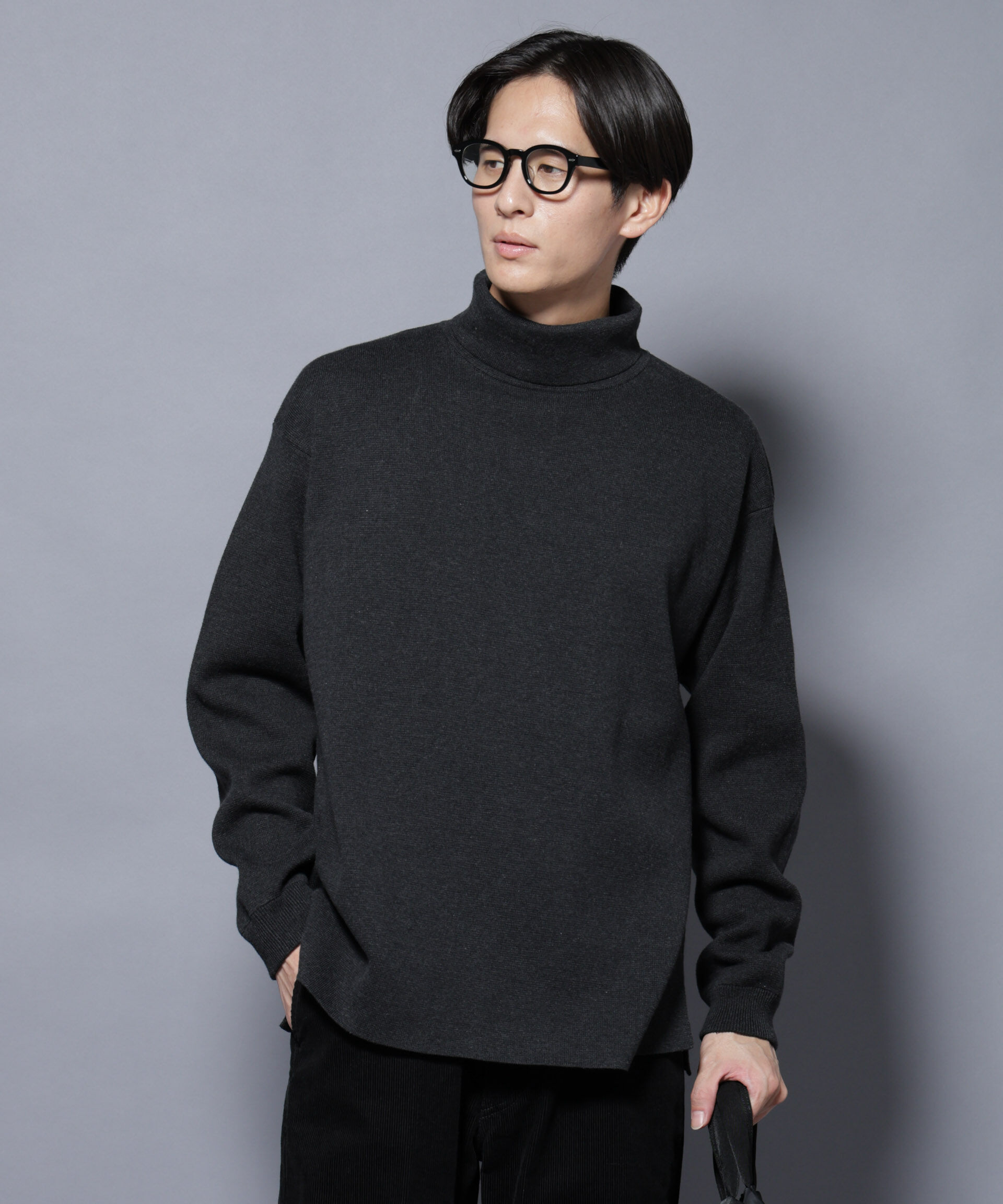 nano･universe「ミラノリブ ワイドタートルネックニット」|ニット・セーター|チャコール3
