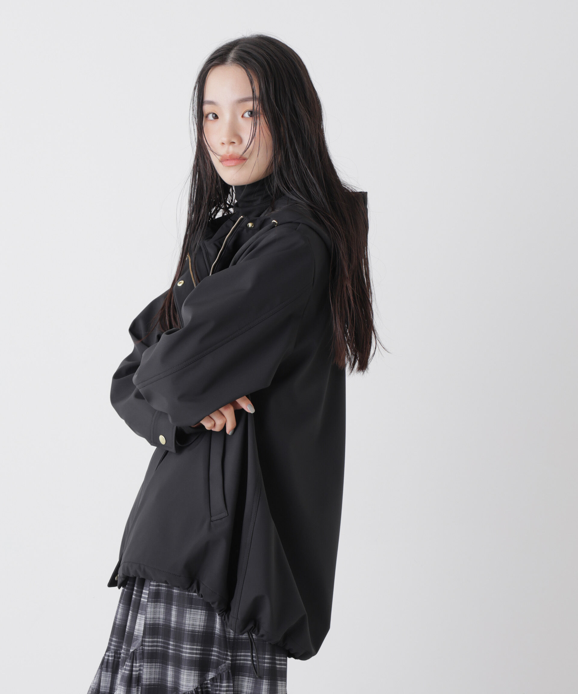 nano･universe「撥水＆花粉ガード フードブルゾン」|ブルゾン・スタジャン|