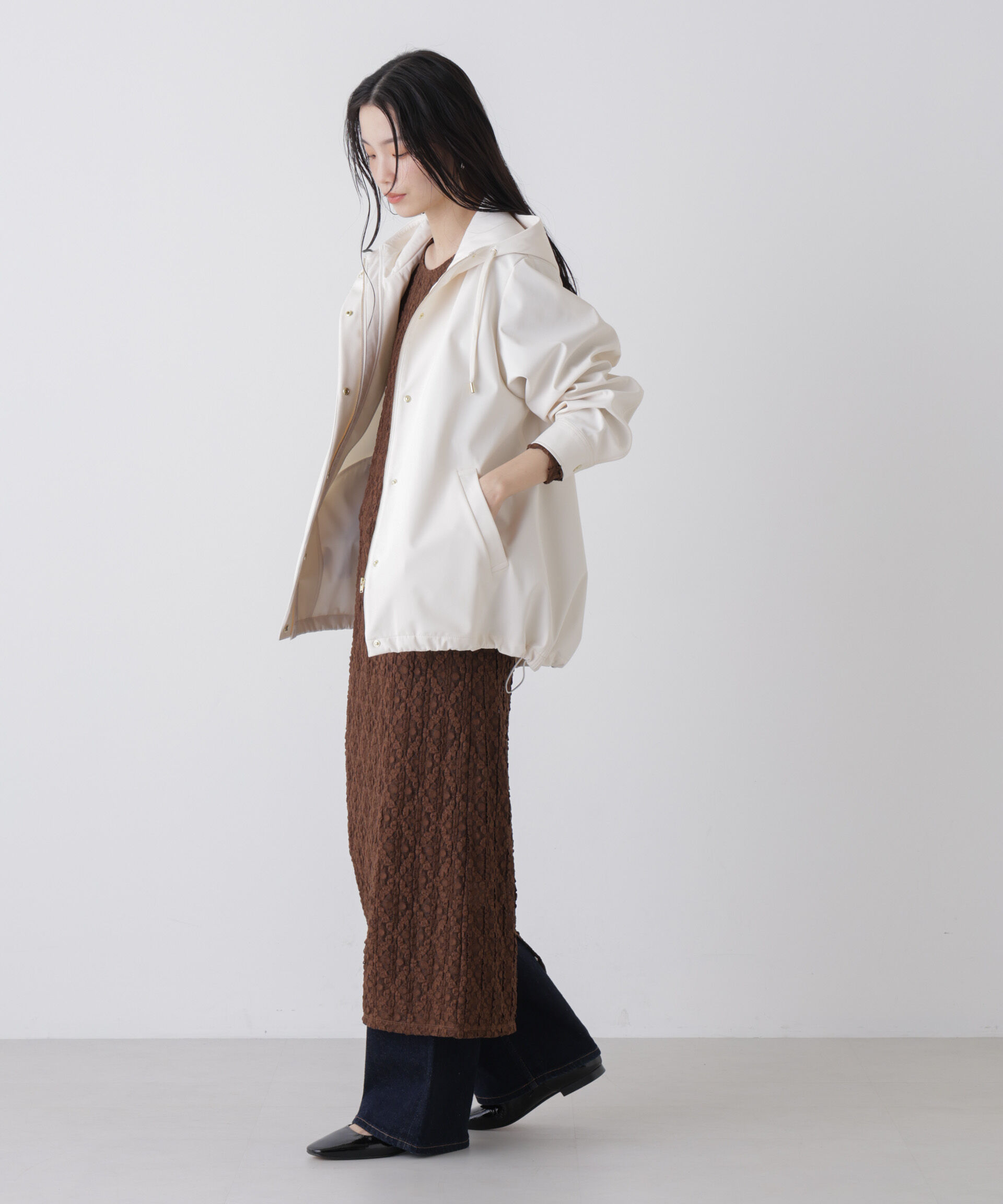 nano･universe「撥水＆花粉ガード フードブルゾン」|ブルゾン・スタジャン|