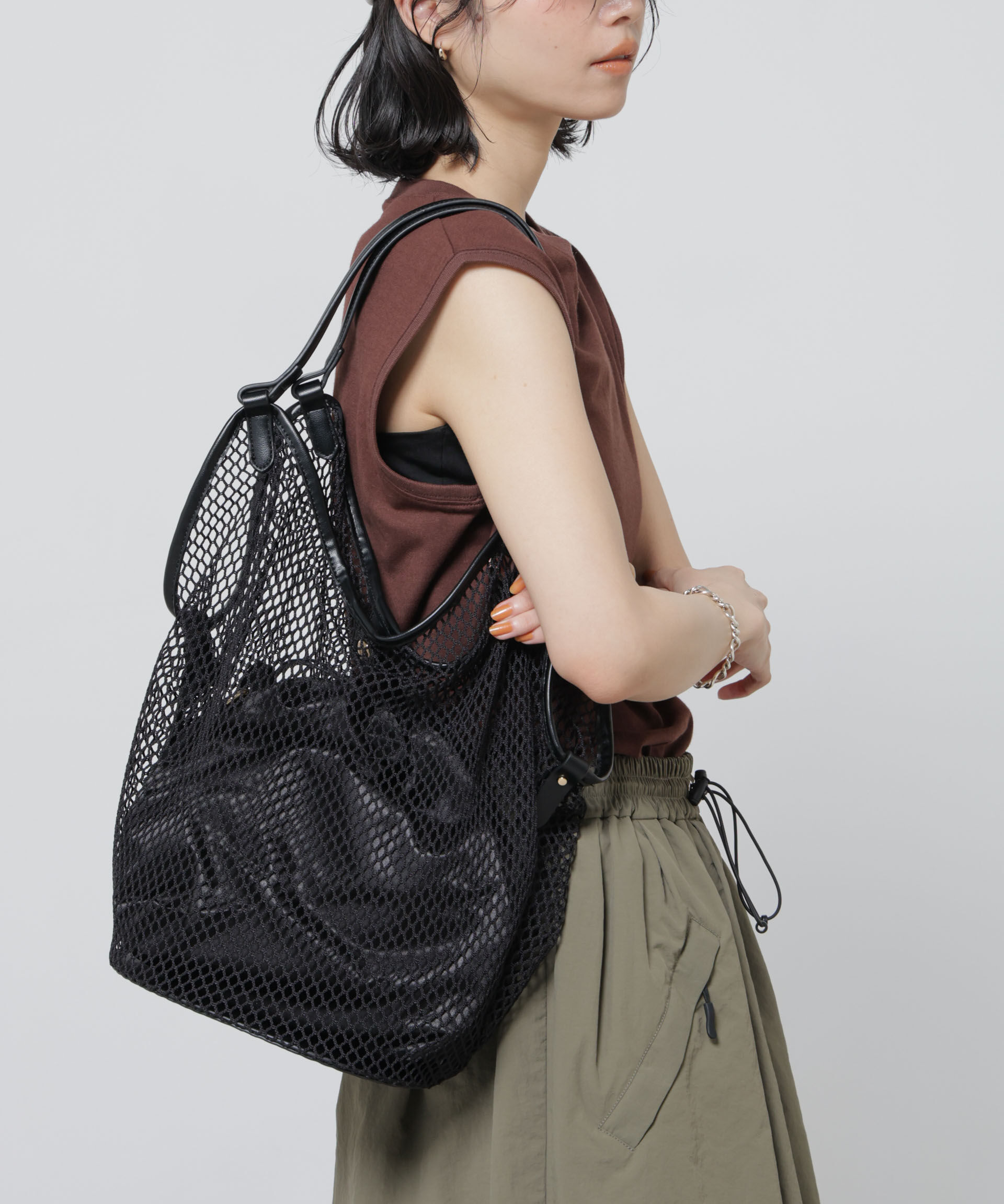 nano･universe「メッシュトートバッグ」|ショルダー・メッセンジャー|ブラック