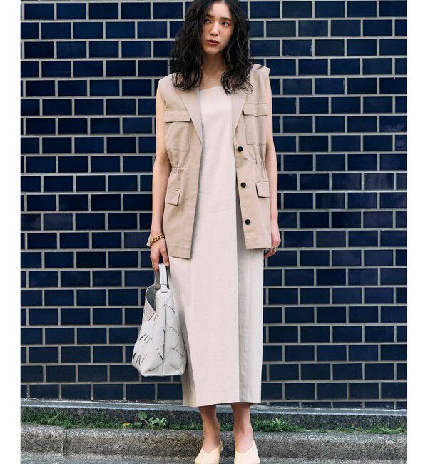 23区「【洗える】リネンレーヨンストレッチ  Iライン キャミソール ワンピース」|ワンピース|