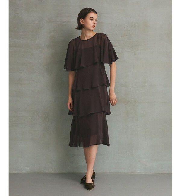 Grace Class「シフォンケープドレス」|ドレス|ブラウン