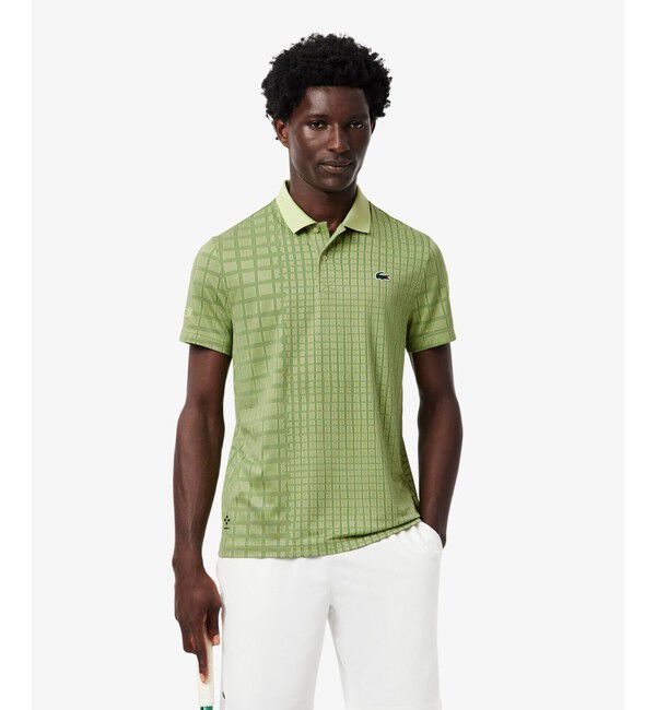 LACOSTE「『ダニール・メドベージェフ』オールオーバーラケットプリントドライポロシャツ」|ポロシャツ|グリーン