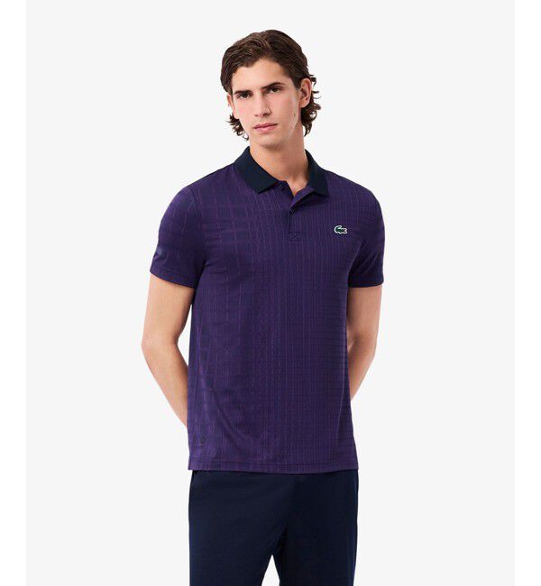 LACOSTE「『ダニール・メドベージェフ』オールオーバーラケットプリントドライポロシャツ」|ポロシャツ|ネイビー