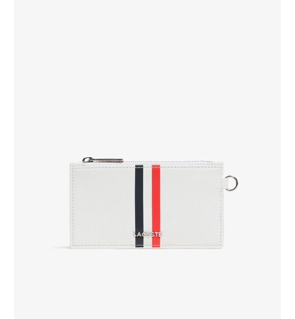 LACOSTE「トリコロールプリントレザーマルチケース」|名刺入れ・カードケース|ホワイト