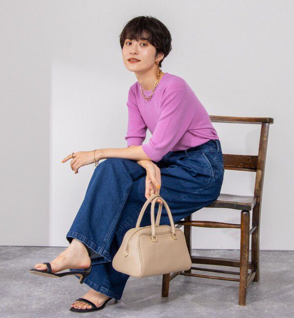 NOLLEY'S「《手洗い可能》ESPOIR 16G片畦5分袖プルオーバーニット」|ニット・セーター|