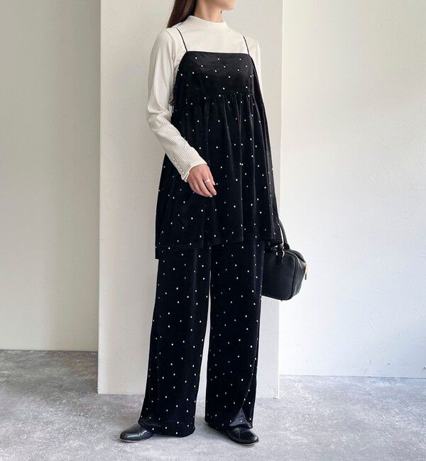 fredy emue「《セットアップ対応》ベロアドット刺繍キャミブラウス」|キャミソール|