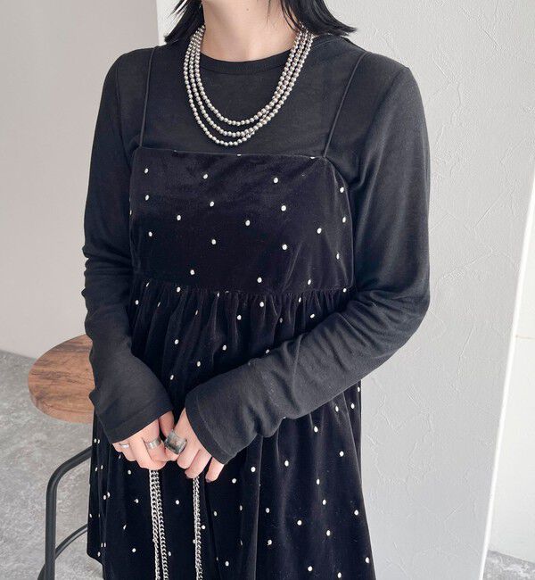 fredy emue「《セットアップ対応》ベロアドット刺繍キャミブラウス」|キャミソール|
