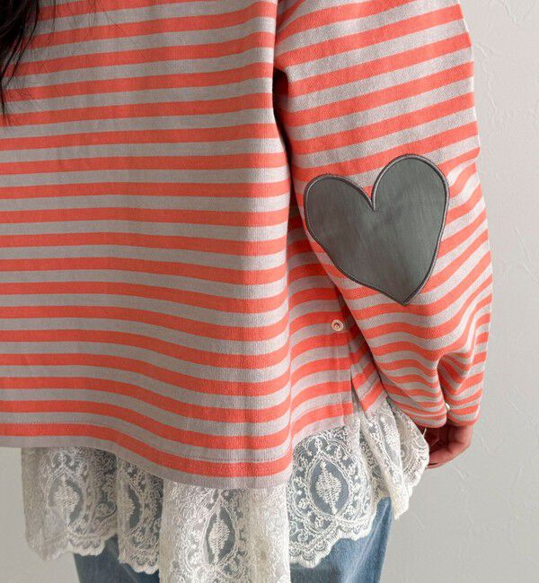 fredy emue「ボーダーハートパッチプルオーバー」|Tシャツ・カットソー|オレンジ系その他