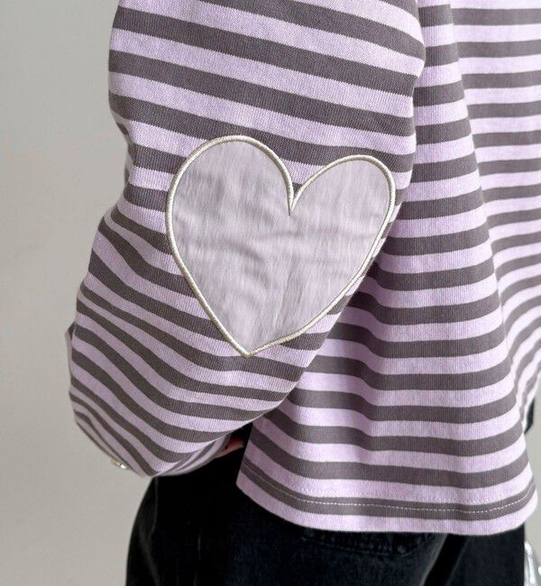 fredy emue「ボーダーハートパッチプルオーバー」|Tシャツ・カットソー|