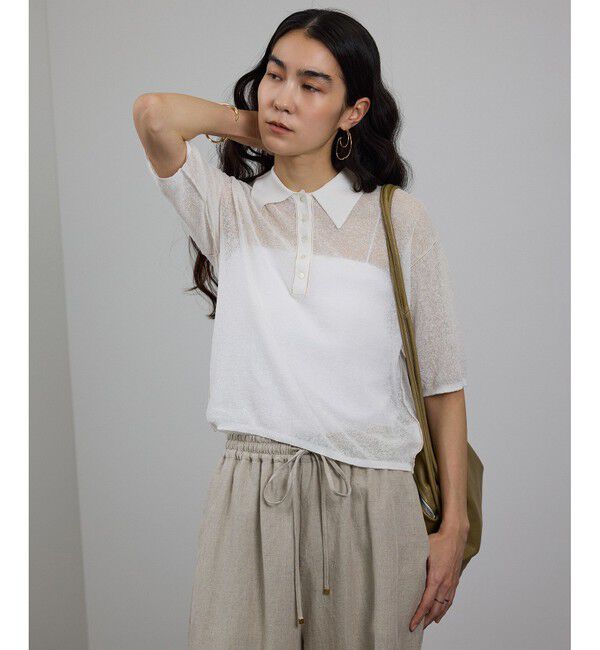 SALON adam et rope'「シアークレープクロップドポロシャツ」|ポロシャツ|