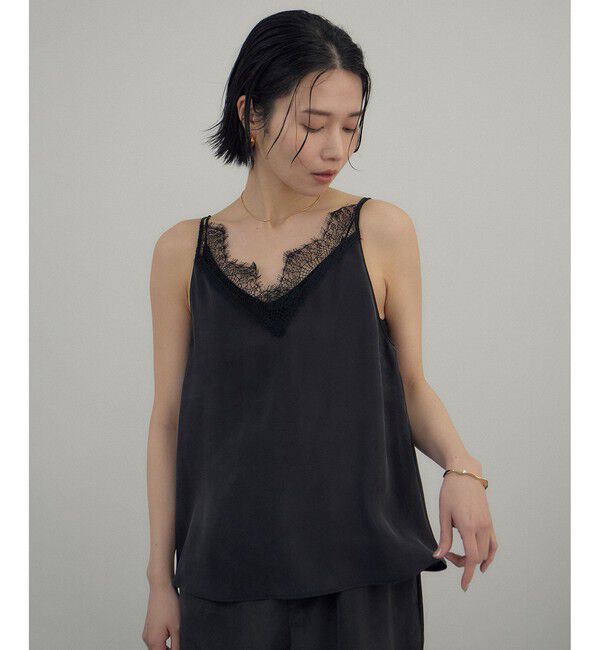 SALON adam et rope'「フレンチレースフィブリルサテンキャミソール」|キャミソール|ブラック(01)
