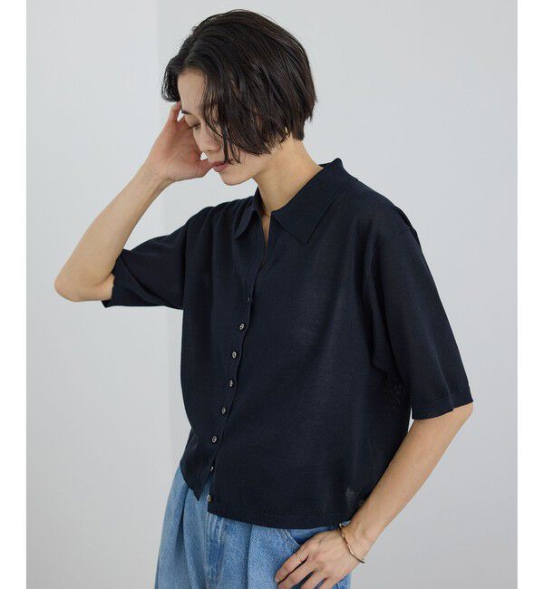 SALON adam et rope'「【WEB限定】ドライタッチスキッパーニットカーディガン / 洗える」|カーディガン|ネイビー(40)