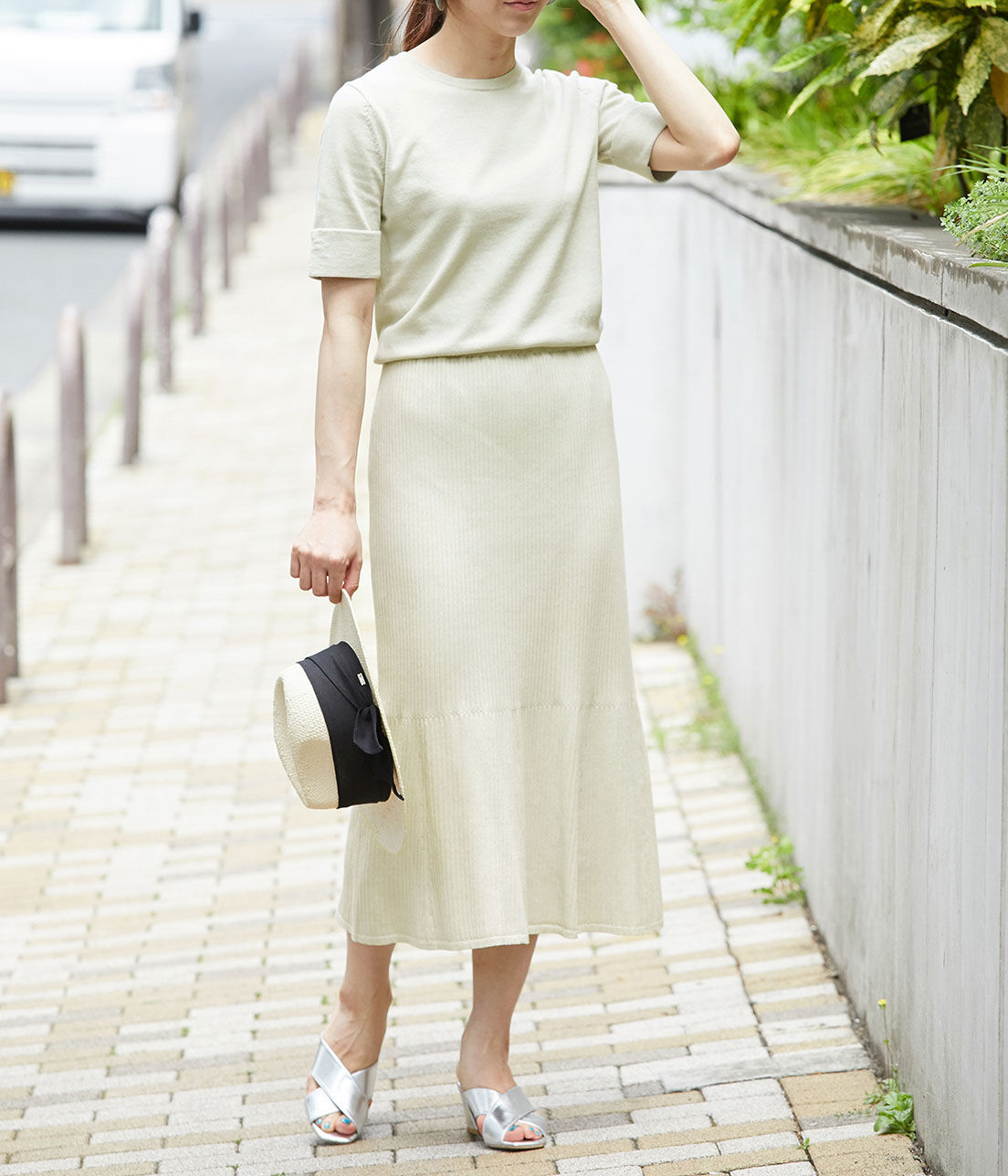 ROPE「【ドラマ着用】【セットアップ対応】オーガニックコットンリブニットスカート」|スカート|