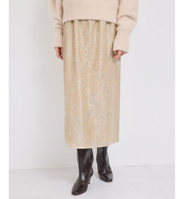 ROPE「スパンコールIラインスカート」|スカート|ベージュ(27)