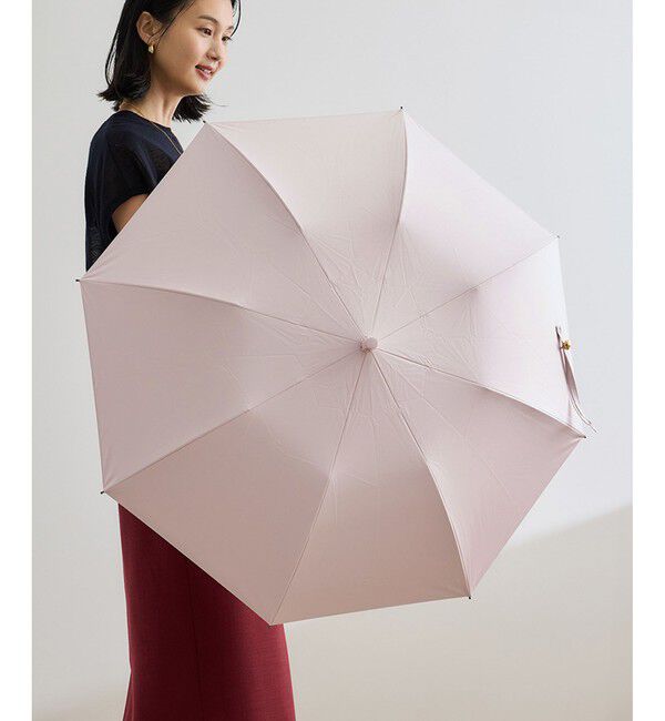 ROPE「【晴雨兼用・高機能】２段式開閉 折りたたみバンブーパラソル【UVカット/遮光・遮熱・防水効果】」|傘|ピンク系(65)