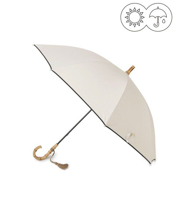 ROPE「[晴雨兼用]バンブーハンドルバイカラーパラソル(長傘・日傘)/UV100%カット/完全遮光生地」|傘|