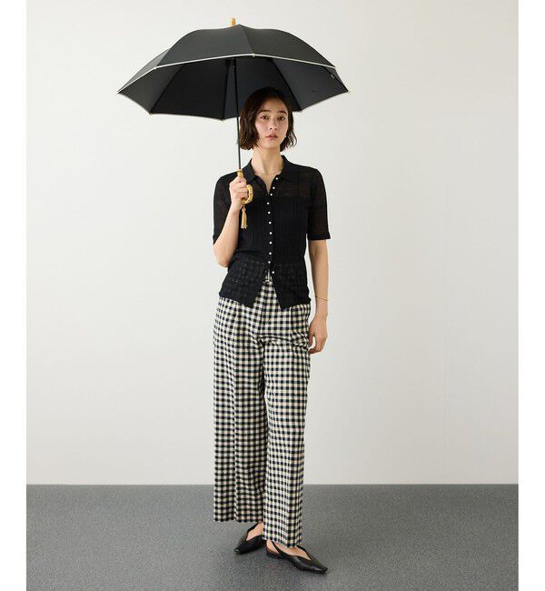 ROPE「[晴雨兼用]バンブーハンドルバイカラーパラソル(長傘・日傘)/UV100%カット/完全遮光生地」|傘|