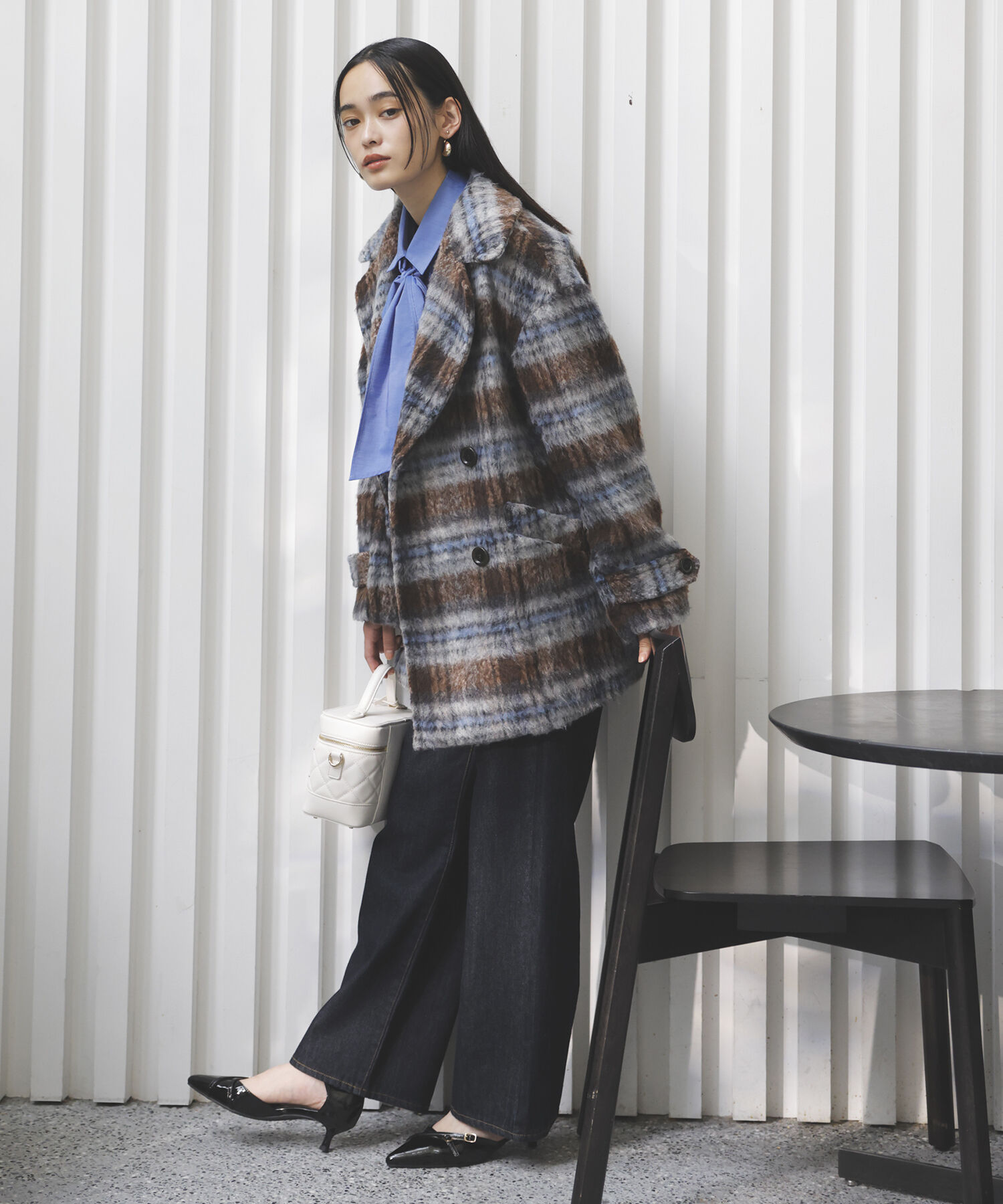 VIS「シャギーミディ丈Pコート」|ピーコート|