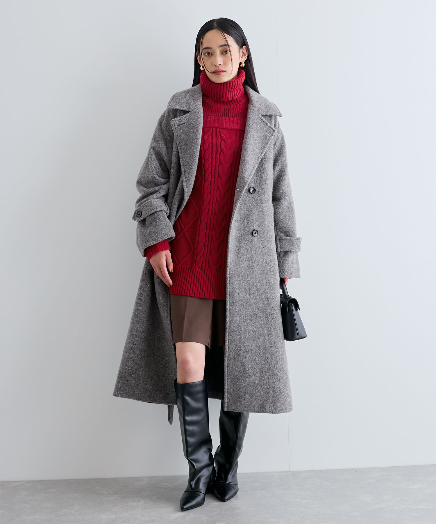 VIS「【洗える】オフショルケーブル編みミニワンピース」|ワンピース|