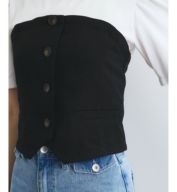 VIS「【新色追加】【美easy】釦ビスチェTシャツドッキングプルオーバー【接触冷感/洗える】」|Tシャツ・カットソー|