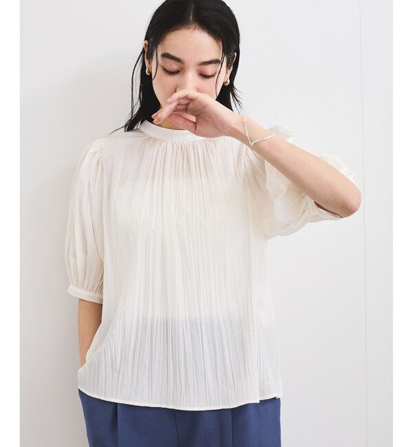 VIS「【2WAY】ビッグリボンハーフスリーブブラウス【洗える】」|シャツ・ブラウス|