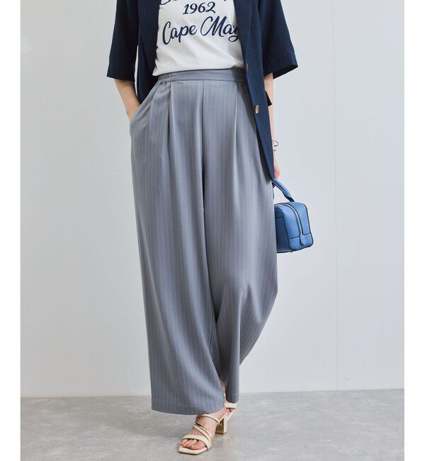 VIS「【接触冷感/UVケア】ピンストライプリラックスワイドパンツ」|チノ|