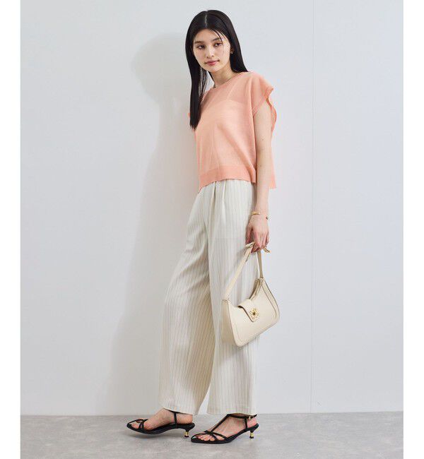 VIS「【接触冷感/UVケア】ピンストライプリラックスワイドパンツ」|チノ|