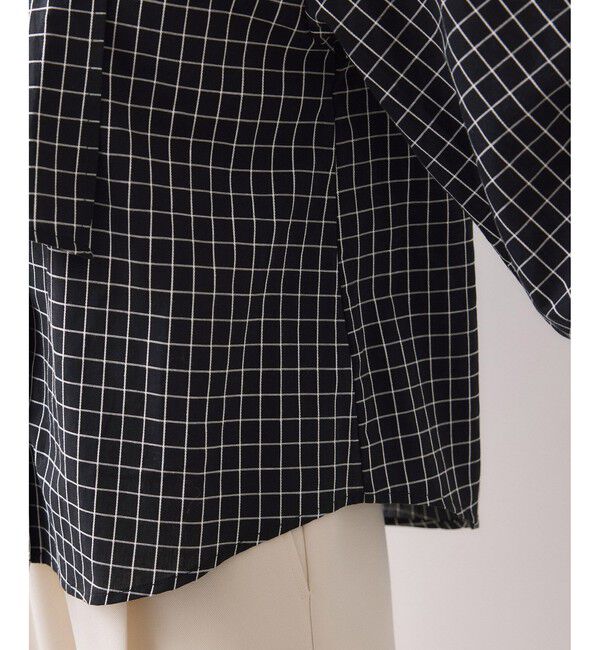 VIS「チェック＆デニムアソートボウタイリボン付きスタンドカラーシャツ」|シャツ・ブラウス|