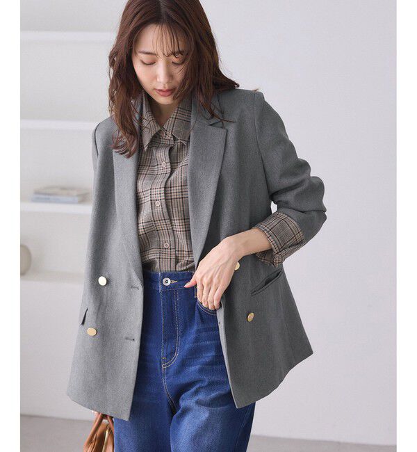 Rope&rsquo;Picnic「【WEB限定】レディハンサムシリーズ ウールライク金ボタンミドル丈ジャケット(総裏地)」|テーラードジャケット|