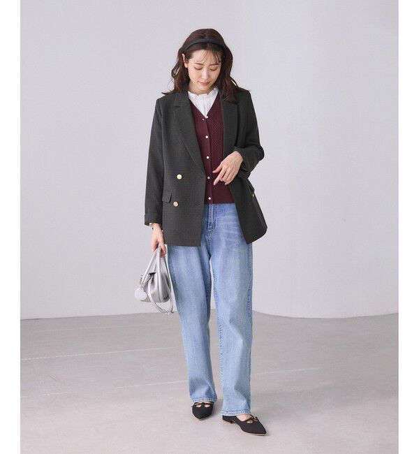 Rope&rsquo;Picnic「【WEB限定】レディハンサムシリーズ ウールライク金ボタンミドル丈ジャケット(総裏地)」|テーラードジャケット|