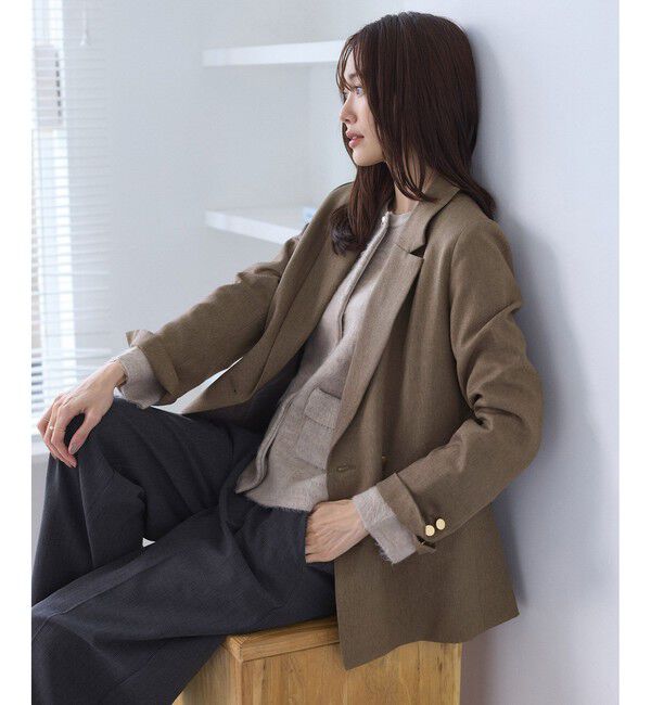 Rope&rsquo;Picnic「【WEB限定】レディハンサムシリーズ ウールライク金ボタンミドル丈ジャケット(総裏地)」|テーラードジャケット|