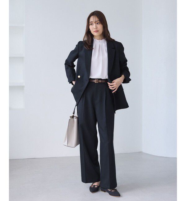 Rope&rsquo;Picnic「【WEB限定】レディハンサムシリーズ ウールライク金ボタンミドル丈ジャケット(総裏地)」|テーラードジャケット|