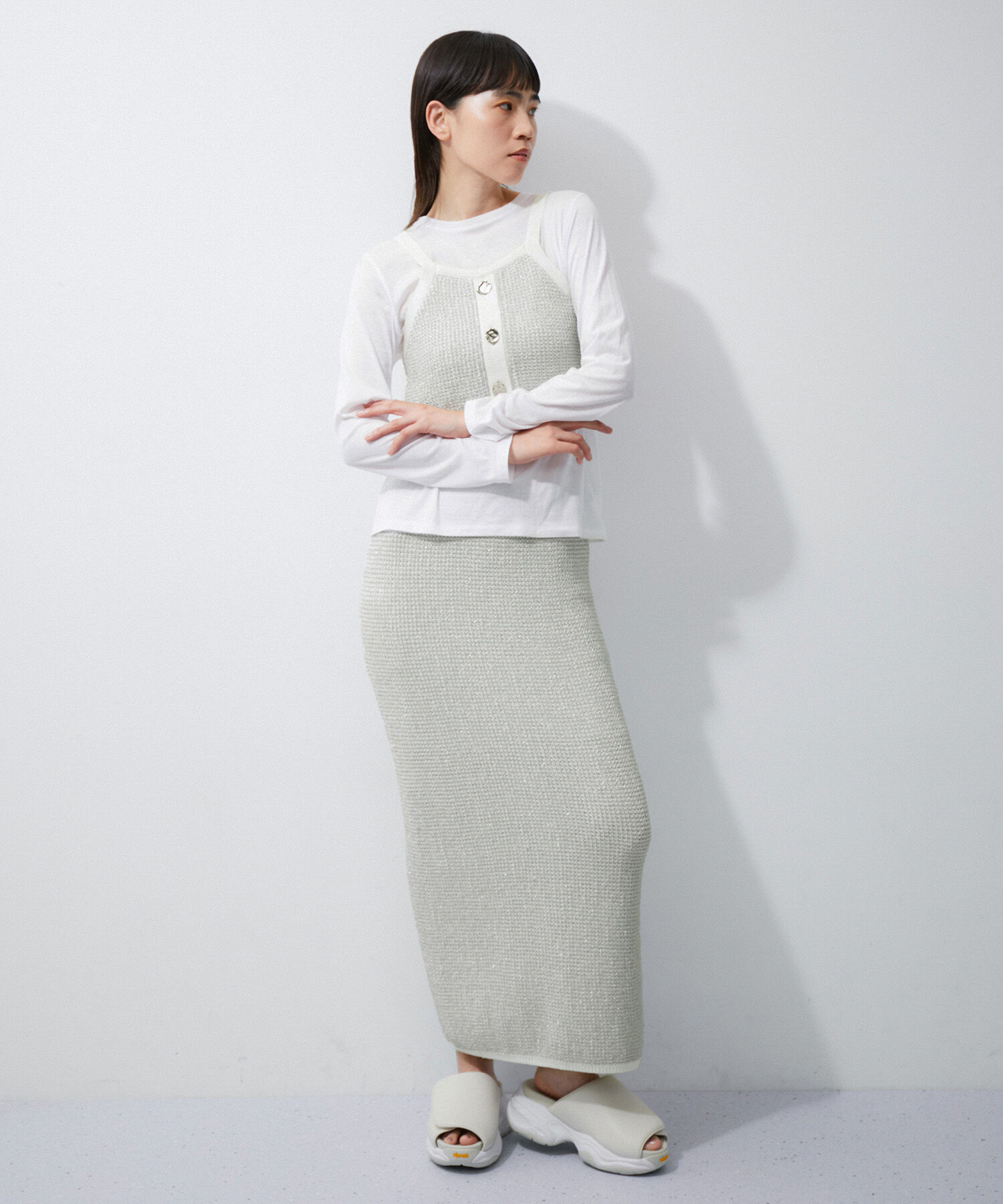 ADAM ET ROPE'「ラメパターンニットキャミ」|キャミソール|