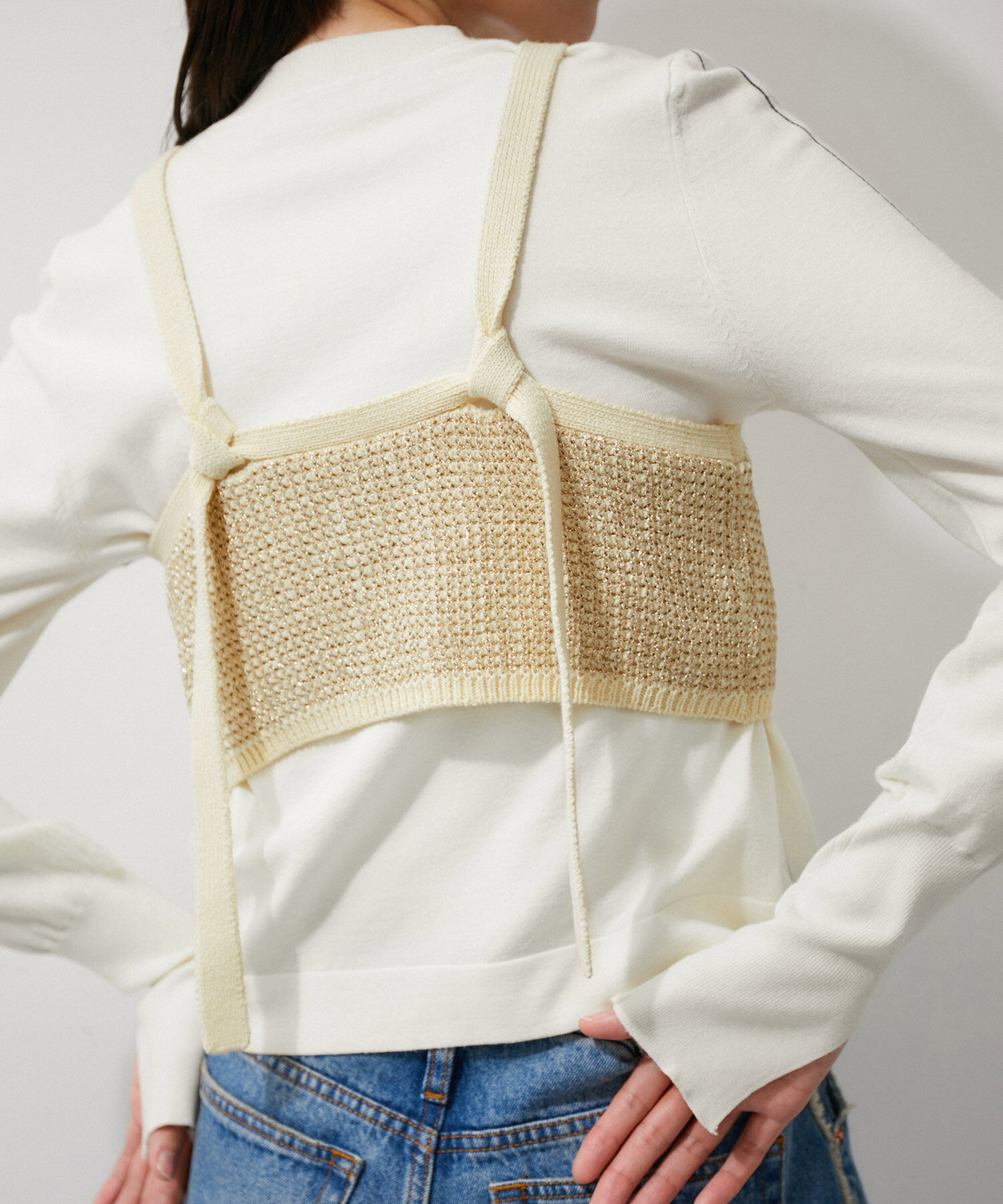 ADAM ET ROPE'「ラメパターンニットキャミ」|キャミソール|