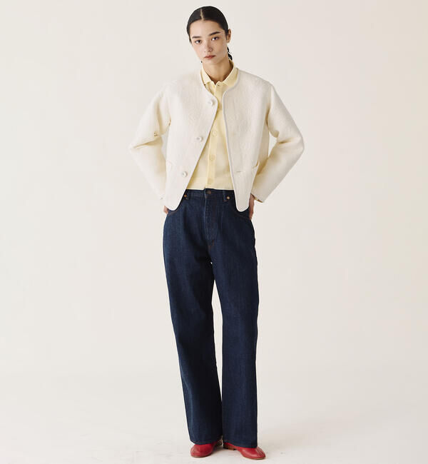 ORCIVAL「ORCIVAL | コットンポリジャカード ラウンドネックジャケット WOMEN」|ノーカラージャケット|